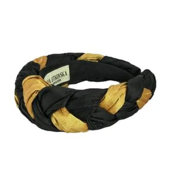 Tanya Litkovska women’s silk braided black gold headband Accessories black velvet headband Coveti