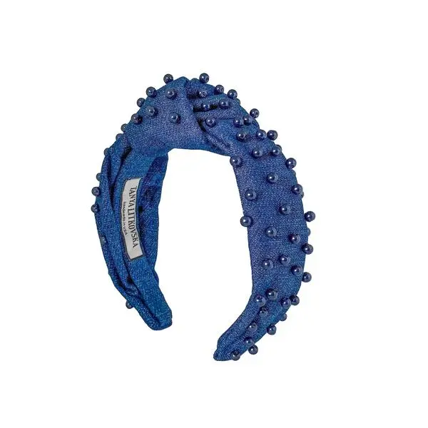 Tanya Litkovska women’s denim beaded headband Accessories black velvet headband Coveti
