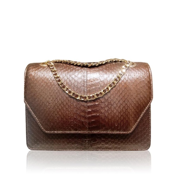 Luana Crocodile Brown Leather Clutch Bag Bags Bangkok Bootery Coveti