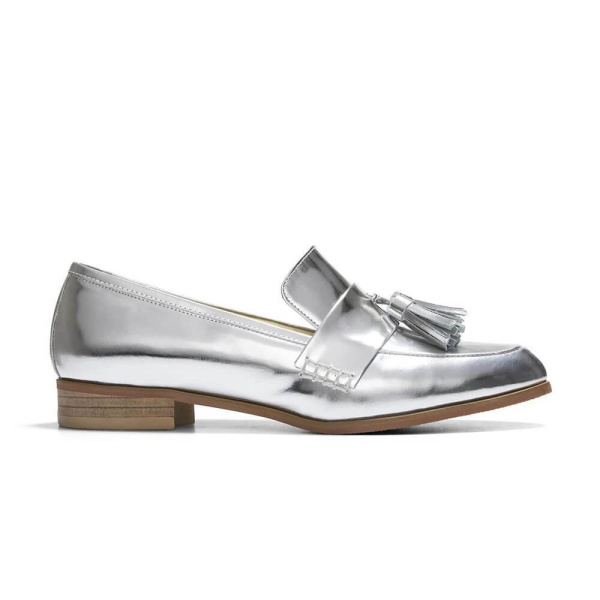 Ecstasy Tassel Leather Loafers Metallic Silver Loafers Designer Loafer Coveti