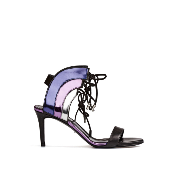 Etty Leon women’s stardust purple metallic leather heels Sandals sandals Coveti