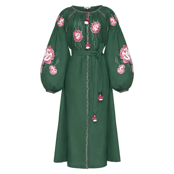 Camellia Green Midi Dress Clothing curated marketplace Coveti