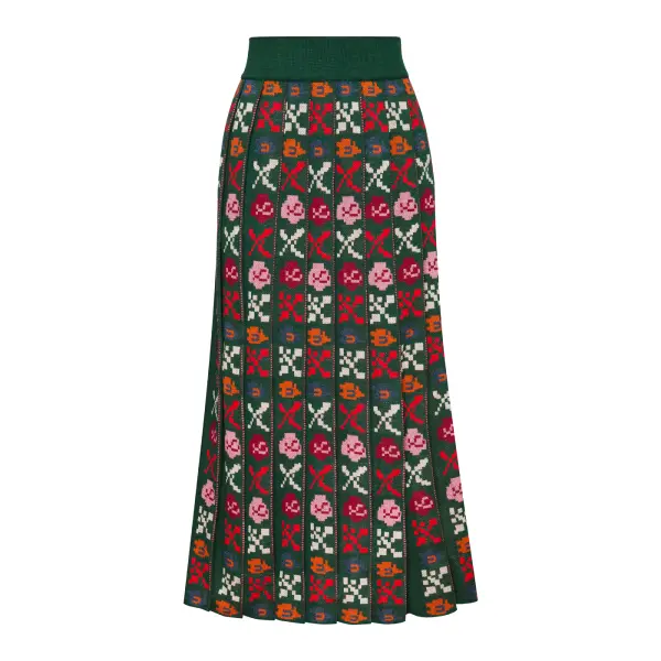 Petra Green Midi Pleated Skirt Clothing curated marketplace Coveti