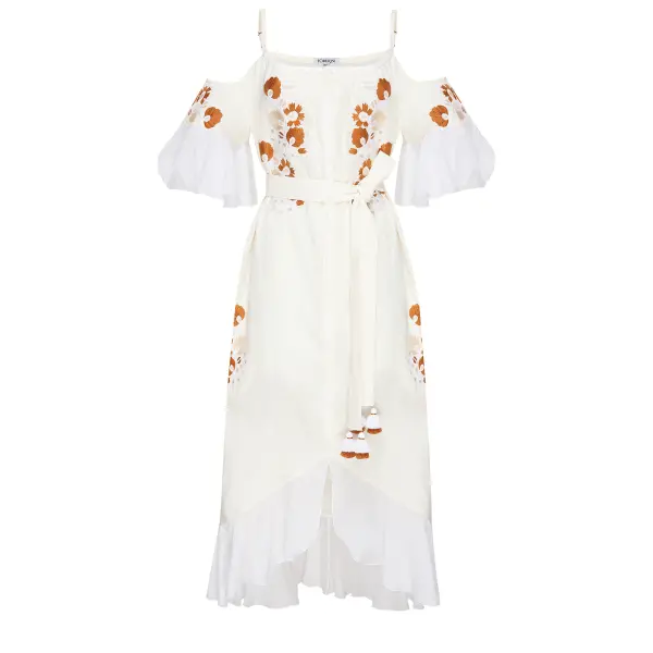 Daisy Beige Sarafan With Open Sholders Clothing curated marketplace Coveti