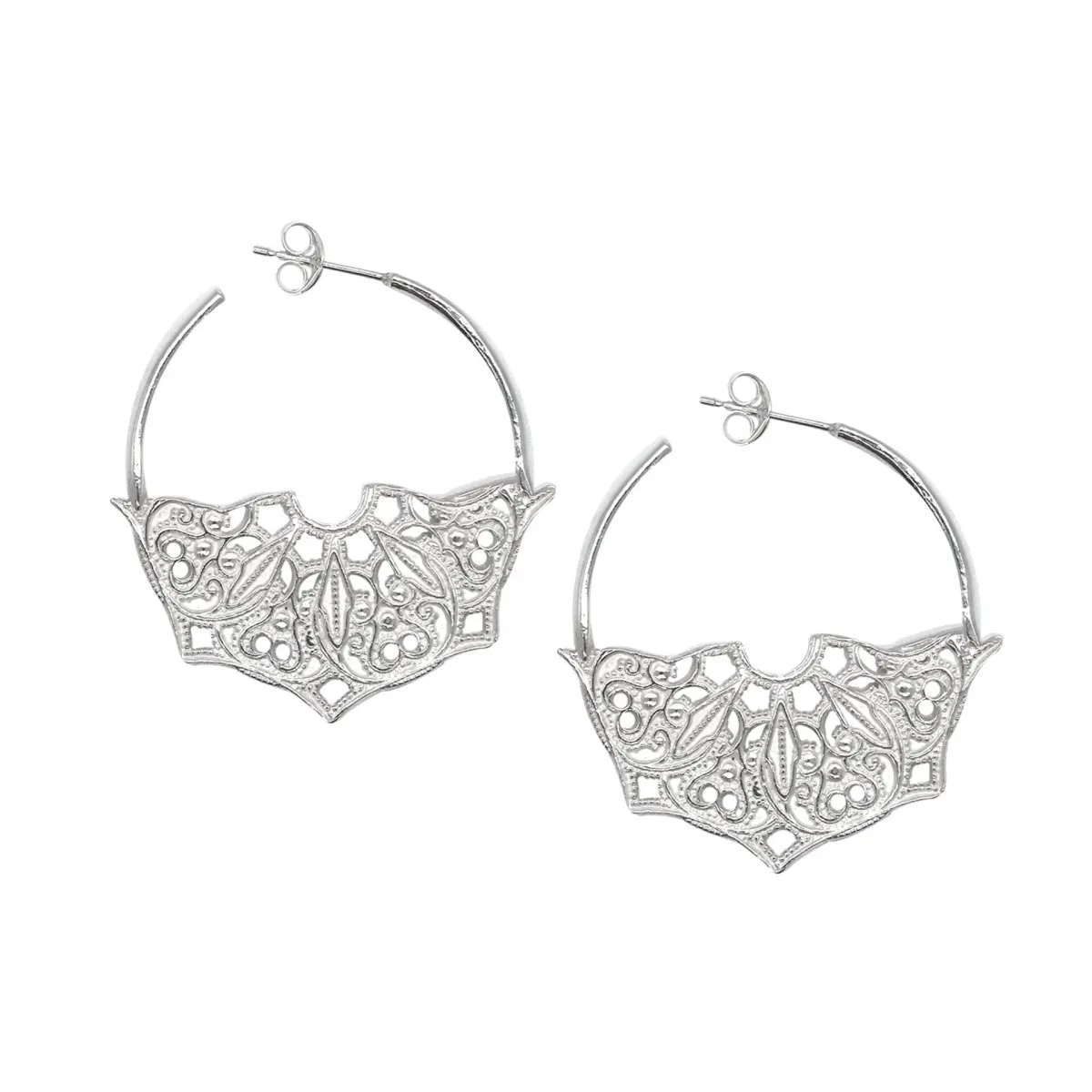 Lucy Ashton women’s half moon mandala hoop earrings Accessories Earrings Coveti