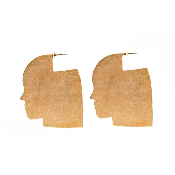 Alejandra de Coss women´s profile face gold-plated earrings Earrings contemporary jewellery Coveti