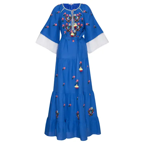Omelia Chic Blue Maxi Dress Clothing curated marketplace Coveti