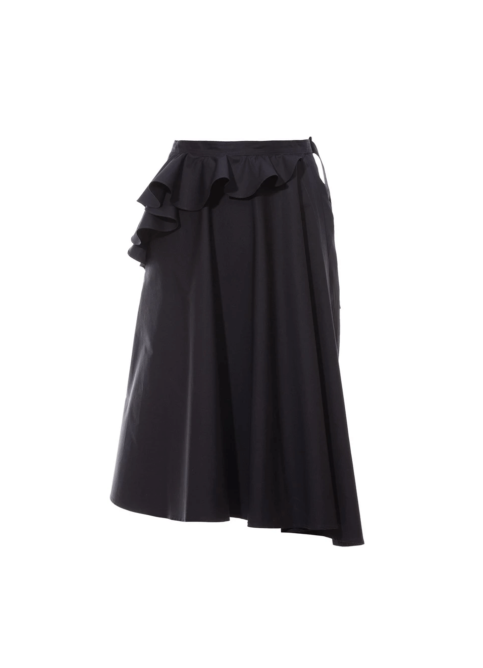 Talented women's asymmetric wrap black cotton skirt Coveti