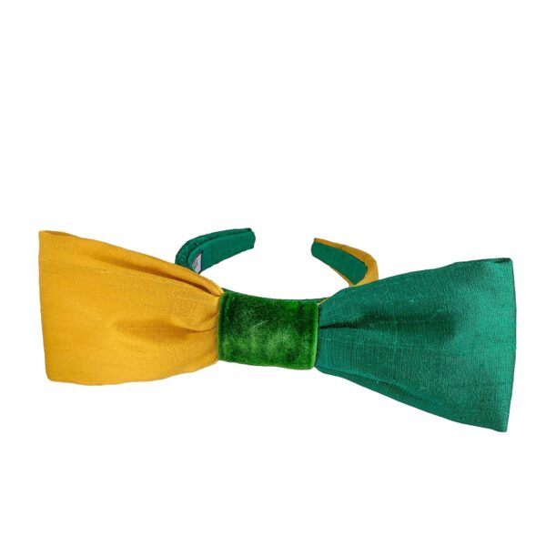 Tanya litkovska Women’s Silk Bow Headband in Green & Yellow Accessories black velvet headband Coveti