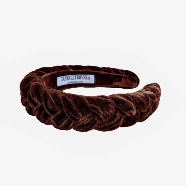 Tanya litkovska Women’s Slim Velvet Headband in Chocolate Accessories black velvet headband Coveti