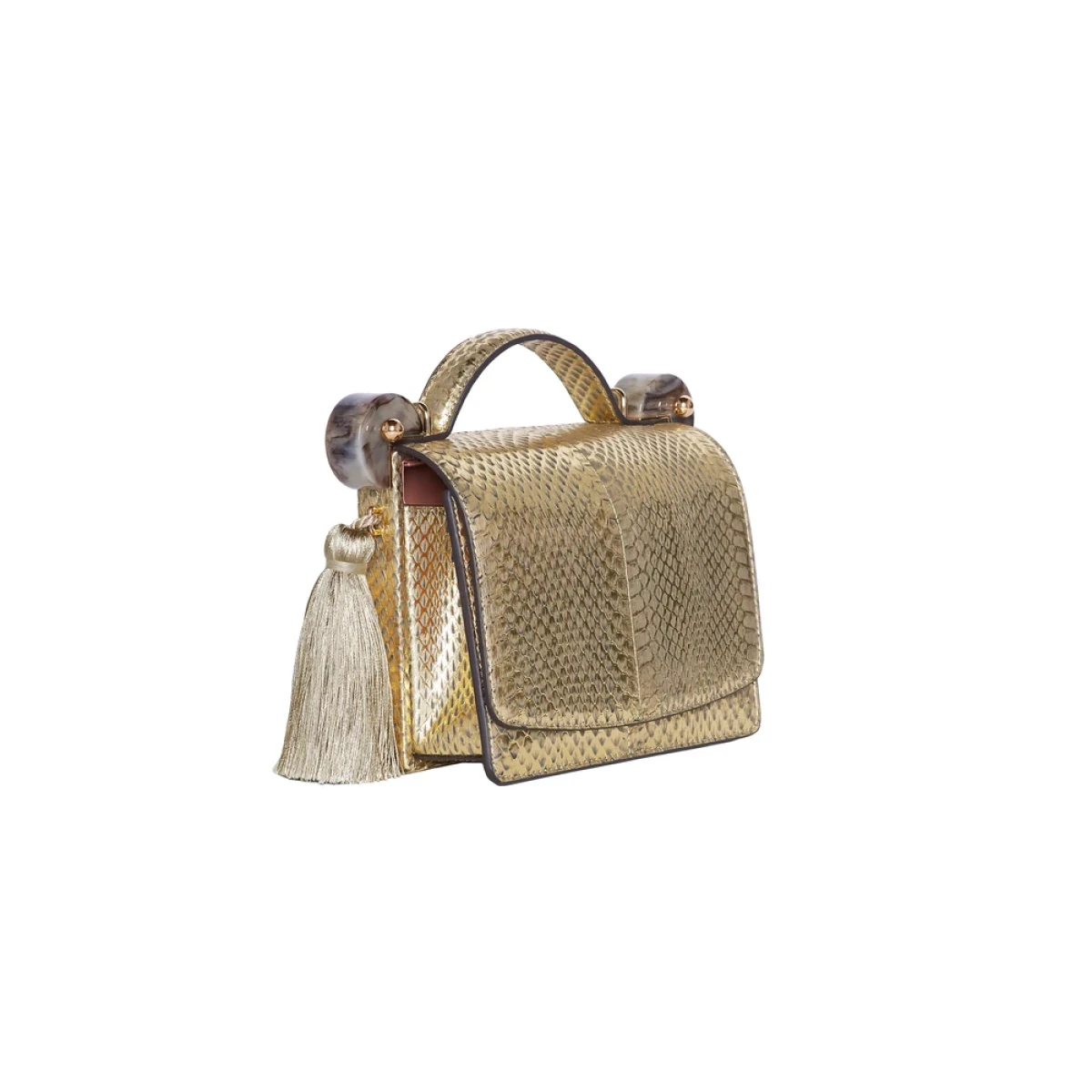 Dora Gold Snake Top Handle Shoulder Bag Bags bag Coveti