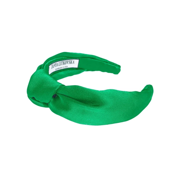 Green Knotted Headband Tanya litkovska Women’s Silk Knotted Headband in Green Accessories black velvet headband Coveti