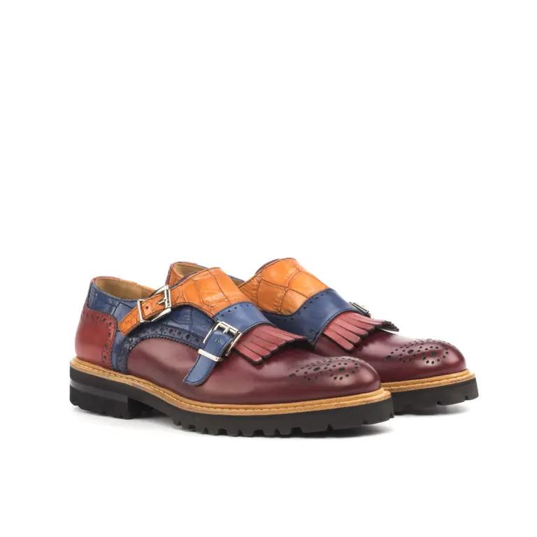 Burgundy monk strap shoes womens