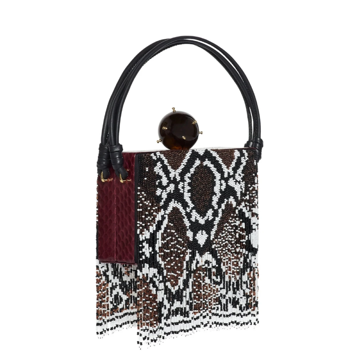 Ritzy python beaded top handle box bag Bags bag Coveti