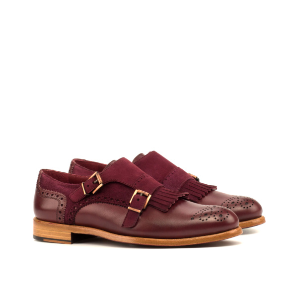 Burgundy womens monk strap shoe