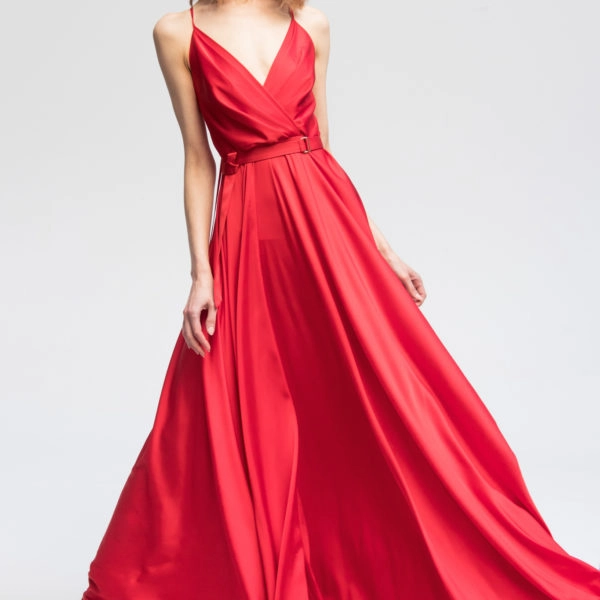 Satin maxi red dress Clothing Angelika Józefczyk Coveti