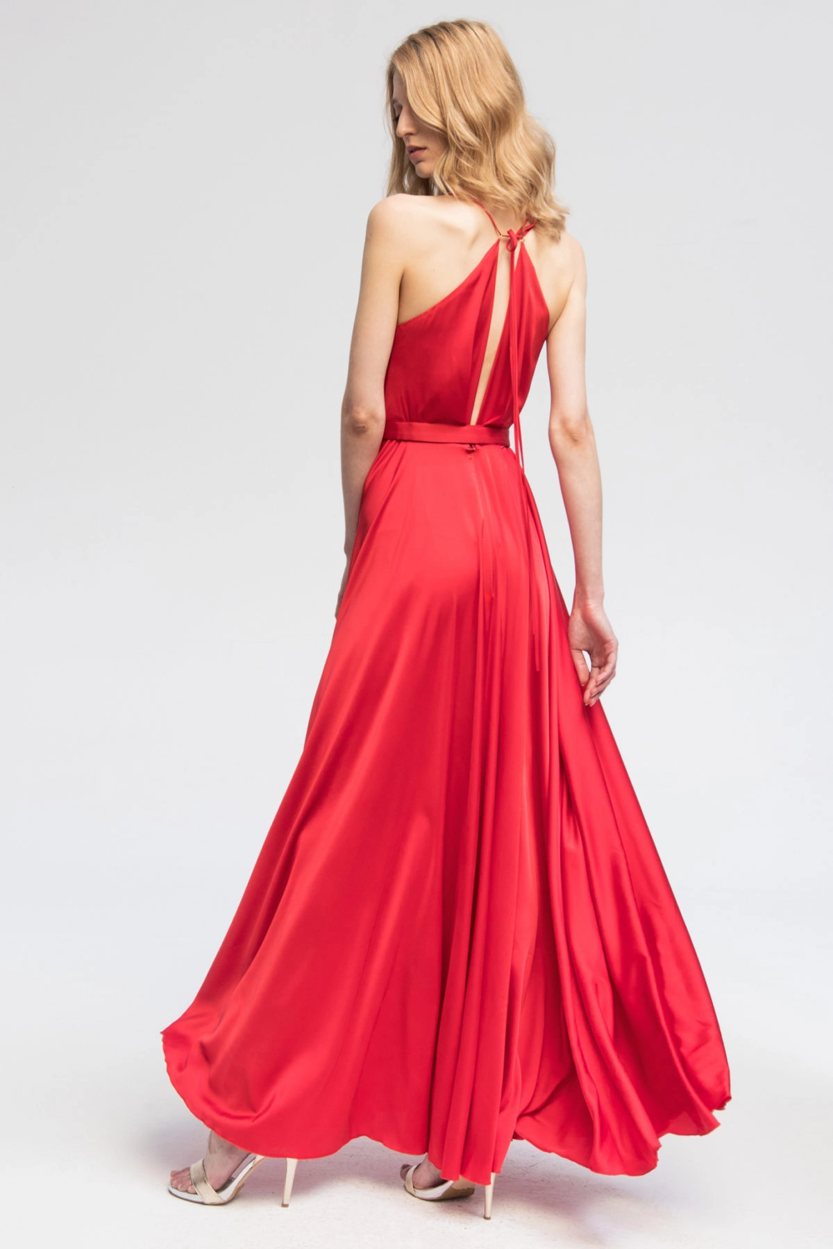 Satin maxi red dress Clothing Angelika Józefczyk Coveti