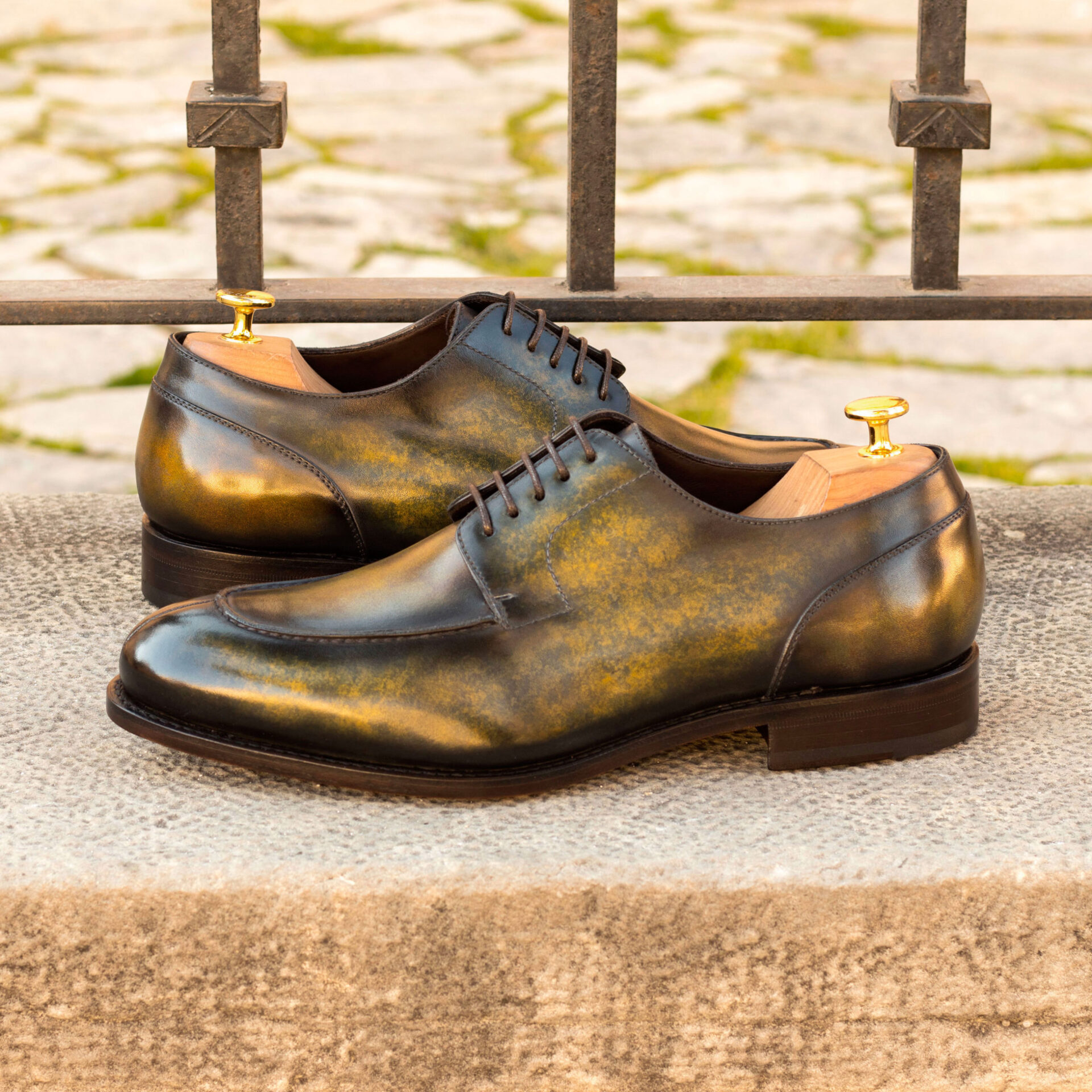 Hand Made Patina Derby Split Toe Shoe | Designer Collection | Coveti