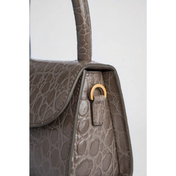 Mini mud circular croco embossed leather bag Bags bag Coveti