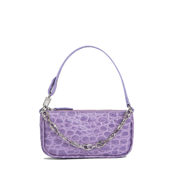 Mini rachel lilac circular croco embossed leather bag Bags bag Coveti