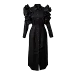 Ruffled shoulders black dress Clothing curated marketplace Coveti