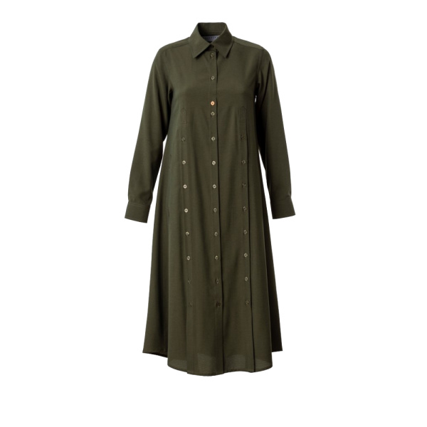 Buttoned slits khaki shirtdress Clothing curated marketplace Coveti