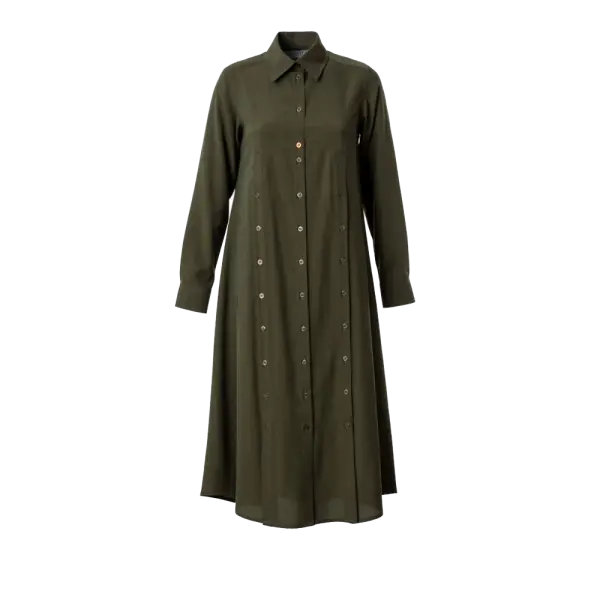 Buttoned slits khaki shirtdress Clothing curated marketplace Coveti