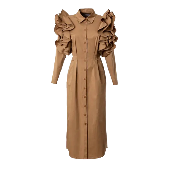 Ruffled shoulders craft dress Clothing curated marketplace Coveti