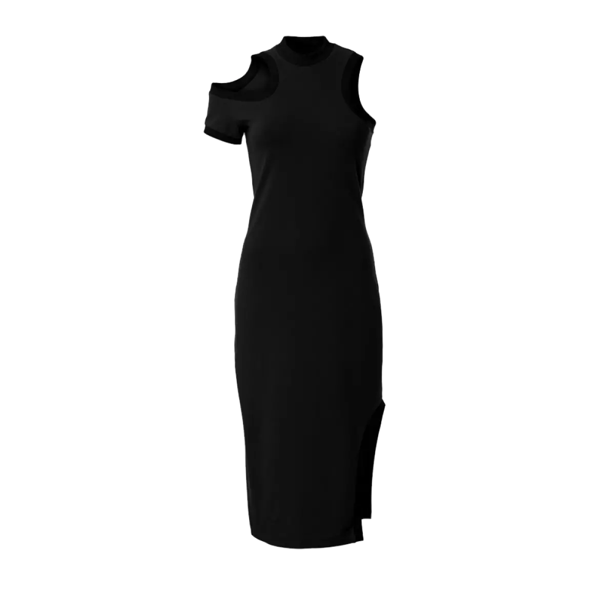 Asymmetric jersey black dress Clothing curated marketplace Coveti