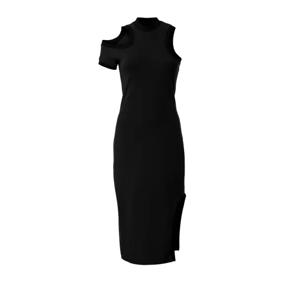 Asymmetric jersey black dress Clothing curated marketplace Coveti