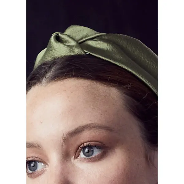 Attica headband in sage grosgrain Accessories designer Coveti