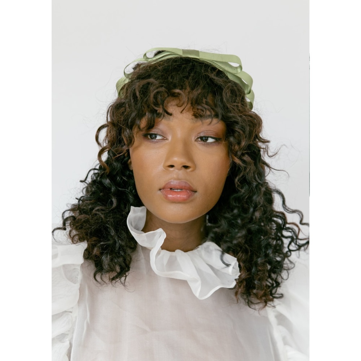 Attica headband in sage grosgrain Accessories designer Coveti