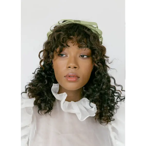 Attica headband in sage grosgrain Accessories designer Coveti