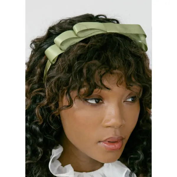 Attica headband in sage grosgrain Accessories designer Coveti