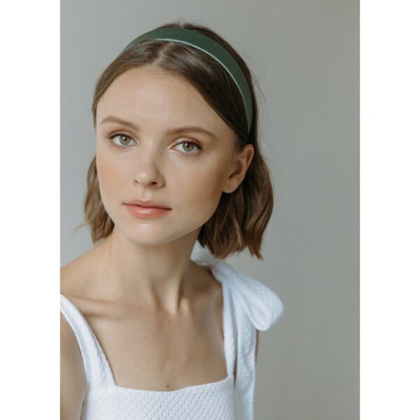 Attica headband in sage grosgrain Accessories designer Coveti