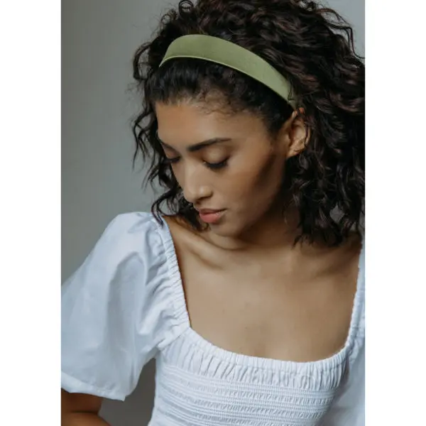 Attica headband in sage grosgrain Accessories designer Coveti