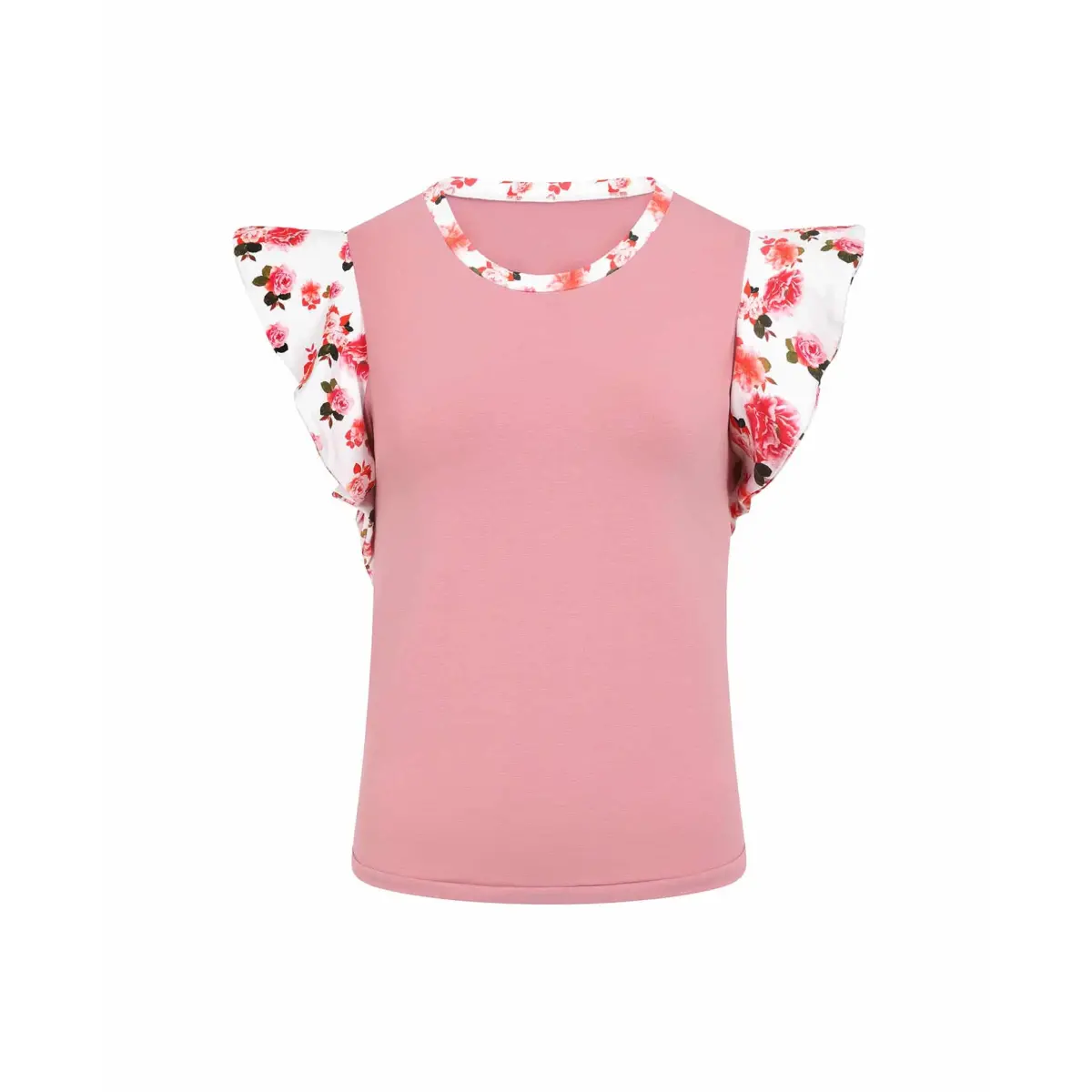 Dusky Pink Peony Ruffle Top Clothing designer Coveti