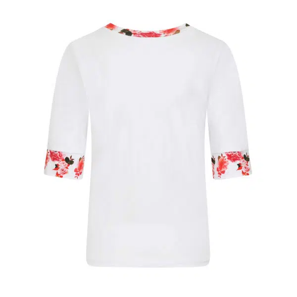 White Peony Sleeve Top Clothing designer print Coveti