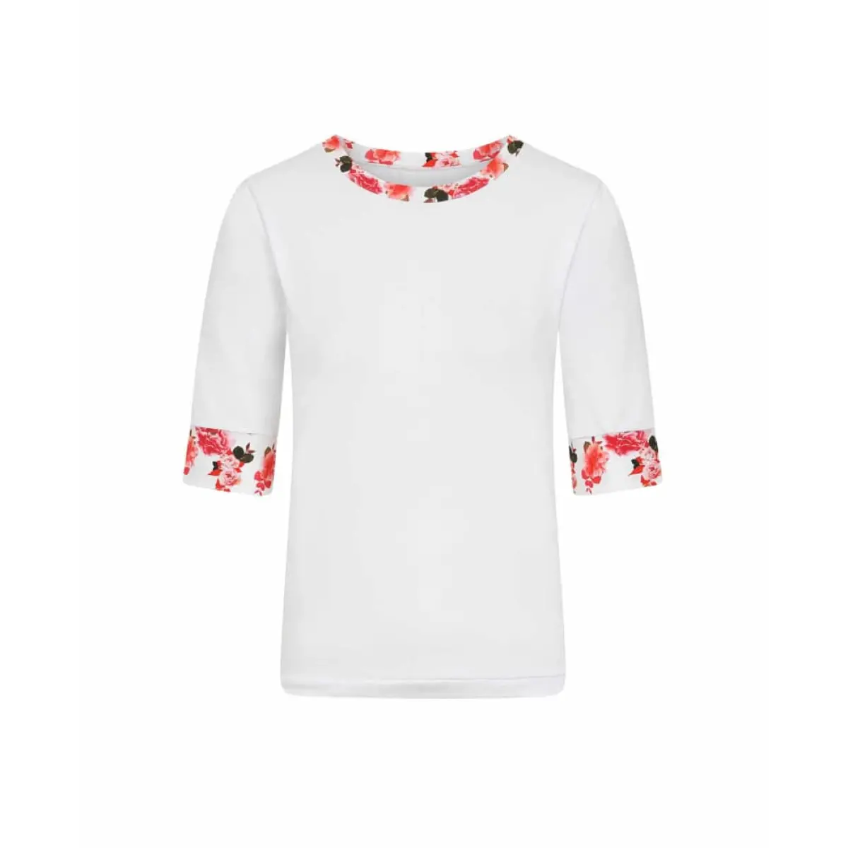 White Peony Sleeve Top Clothing designer print Coveti