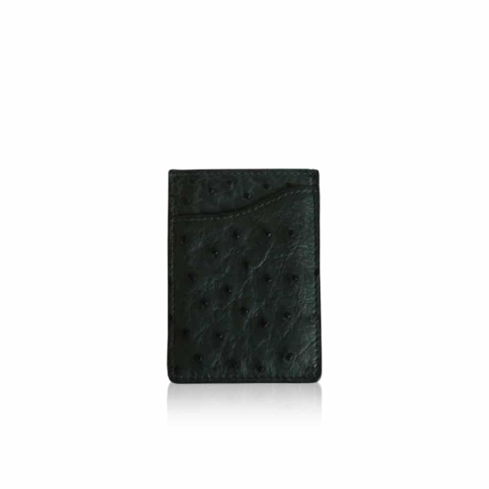 Ostrich leather green vertical card holder Coveti