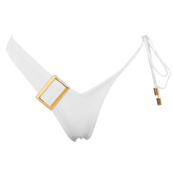 Dulcet golden details in white bikini bottom Beachwear bikini bottom Coveti