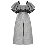 Dark cicada monochrome midi dress Clothing dress Coveti