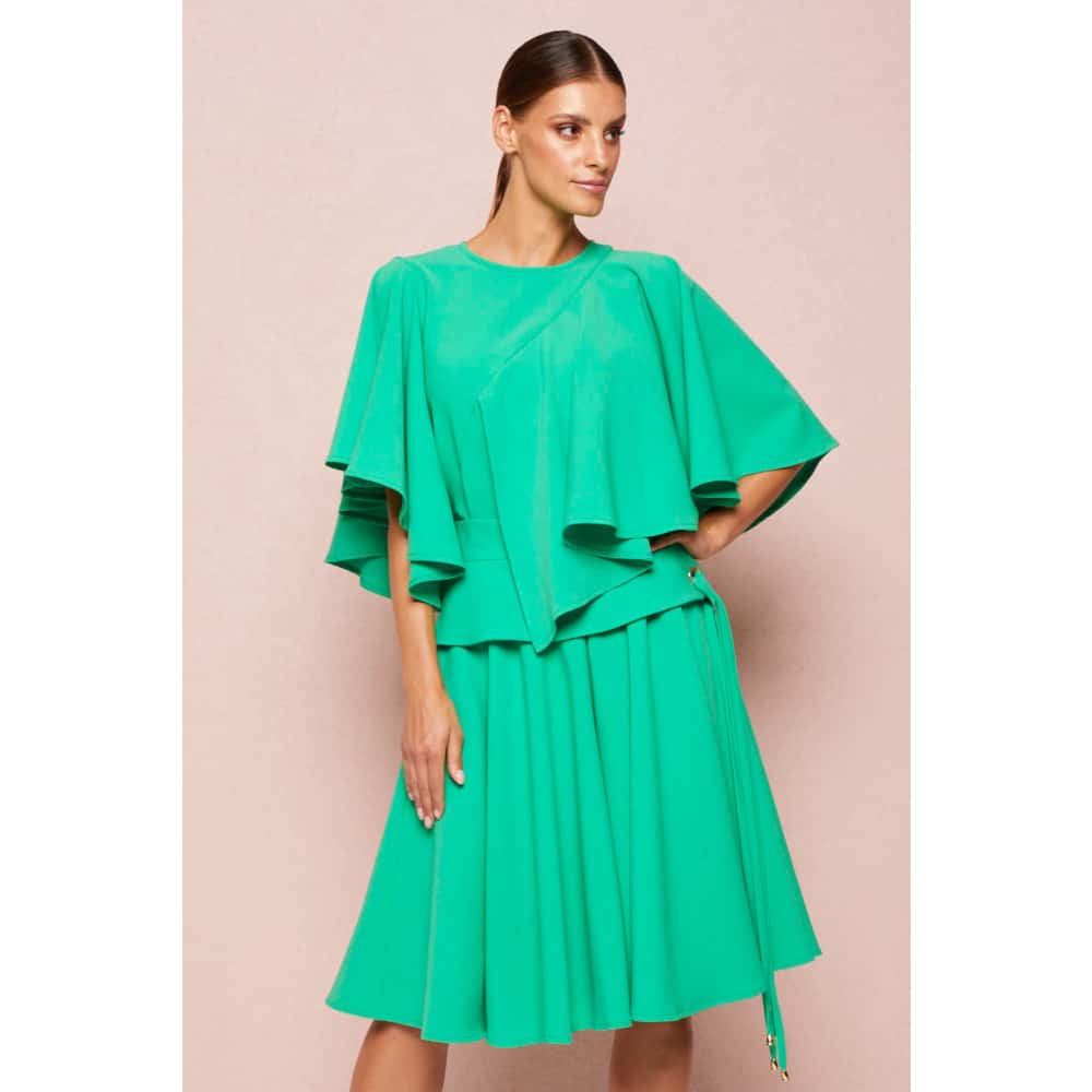 Bashful and Blush green knee length shorts Designer Collection Coveti