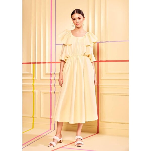 Cotton bud yellow midi dress Clothing dress Coveti