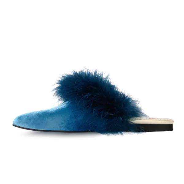 Blue velvet mules with edging Mules curated marketplace Coveti