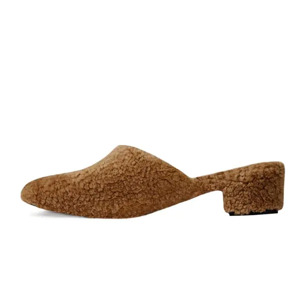 Suede mules with fur Seasonal Selection curated marketplace Coveti