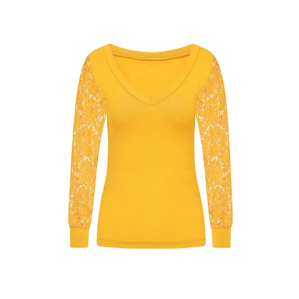 Mustard Yellow Cotton V-Neck Top Clothing cotton top Coveti