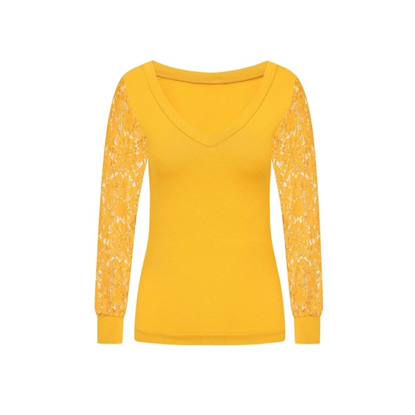 Mustard Yellow Cotton V-Neck Top Clothing cotton top Coveti