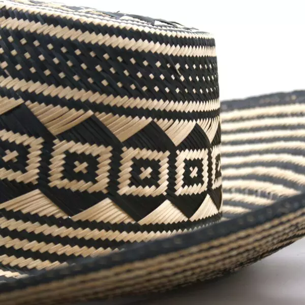 Black wide brim straw hat