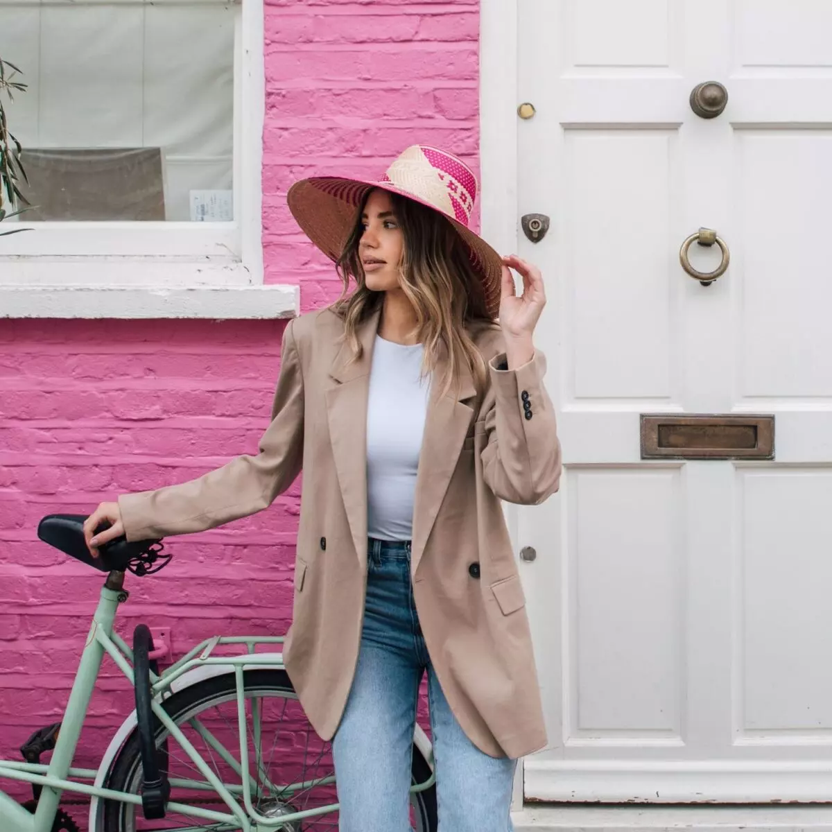 Wide Brim Straw Hat Yonna Fuchsia Wide Brim Straw Hat Accessories black hat Coveti